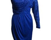 1970s/80s Royal Blue Disco Sparkle Dress - ShopSuburbanSecrets