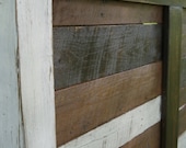Shabby Chic Reclaimed Queen  Rustic Headboard.  Distressed Brown and White.