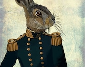 Lieutenant Hare 14x11 Art Print Illustration Poster Acrylic Painting Giclee Animal Painting Wall Decor Wall hanging Wall Art Rabbit Print