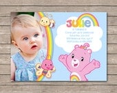 Care Bears Birthday Invitations / Birthday Party card - Digital Printable File - Bear Girl Rainbow