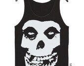 Misfits Horror Skull Charcoal Black Tank Top Singlet Vest Tunic Sleeveless Women Tee Shirt Punk Rock Music T-Shirt Size S-M