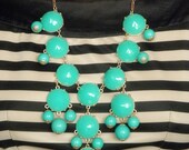 Turquoise Bubble Necklace Bib Statement Necklace --Chunky Necklace-Huge- Large- Big-- Jewelry