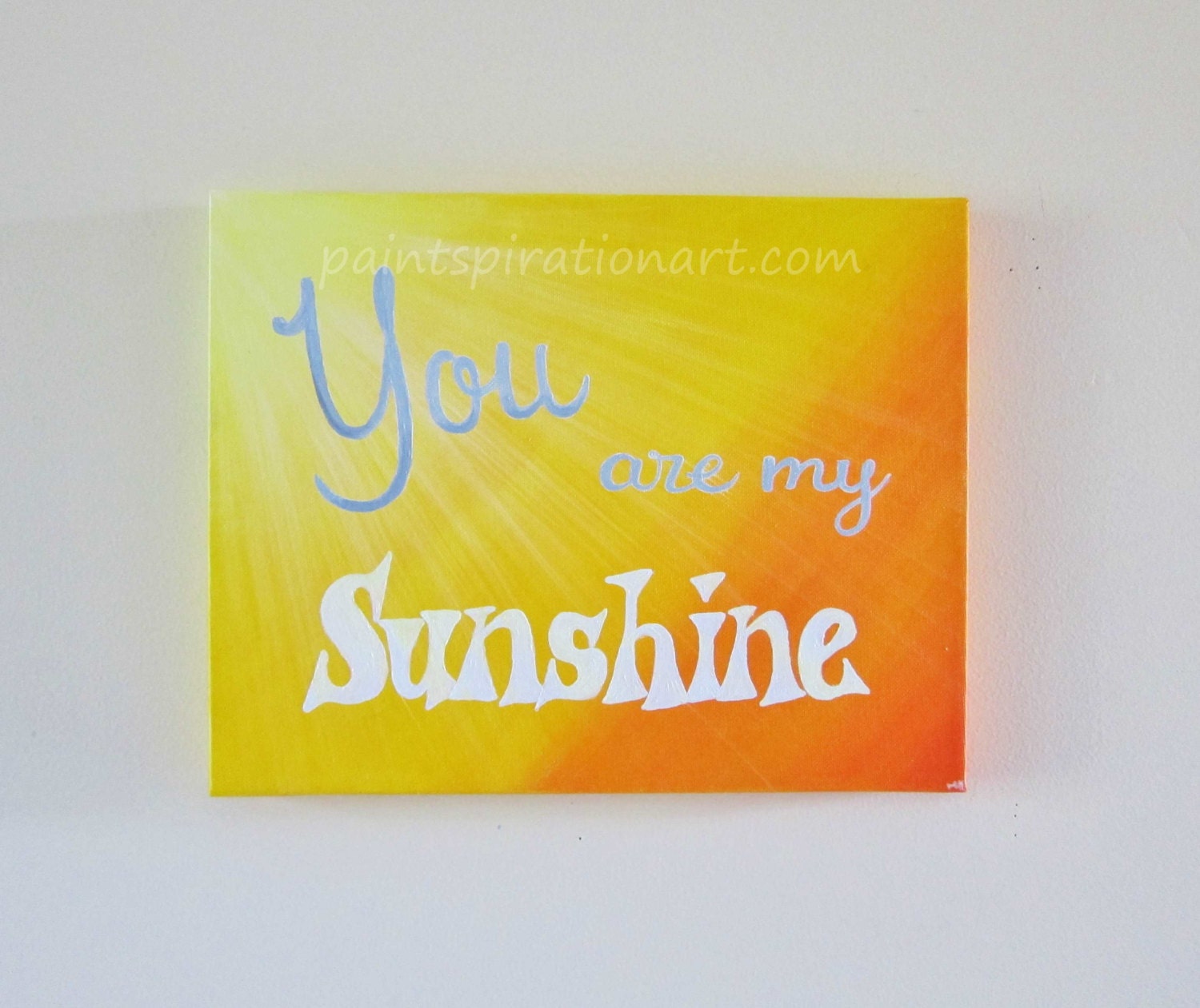 Print - You Are My Sunshine Original Painting 8x10 Artwork - Yellow Orange Sun Art - Nursery and Home Decor Wall Hanging