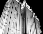 Salt Lake LDS Temple.  black and white.  home decor.  archictecture.  lds temple.  8 X 10.
