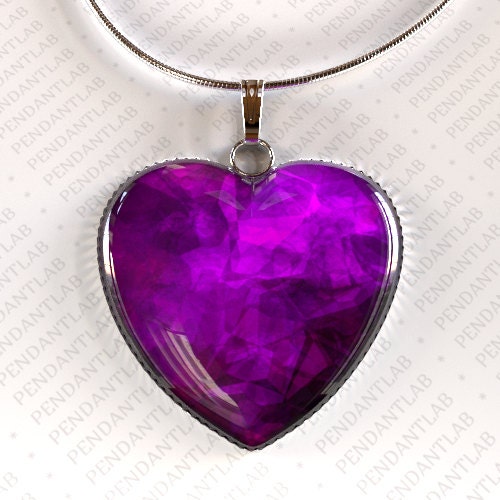 Purple Heart Pendant, Purple Heart Necklace, Heart Pendant, Heart Necklace, Fantasy Jewelry, Purple Pendant Necklace, Dark Purple Necklace
