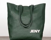 Jade green Leather Tote/ Shopping bag/ iPad Bag/ Shoulder Bag/ Woman bag/ Leather Satchel/ Briefcase handbag/ purse