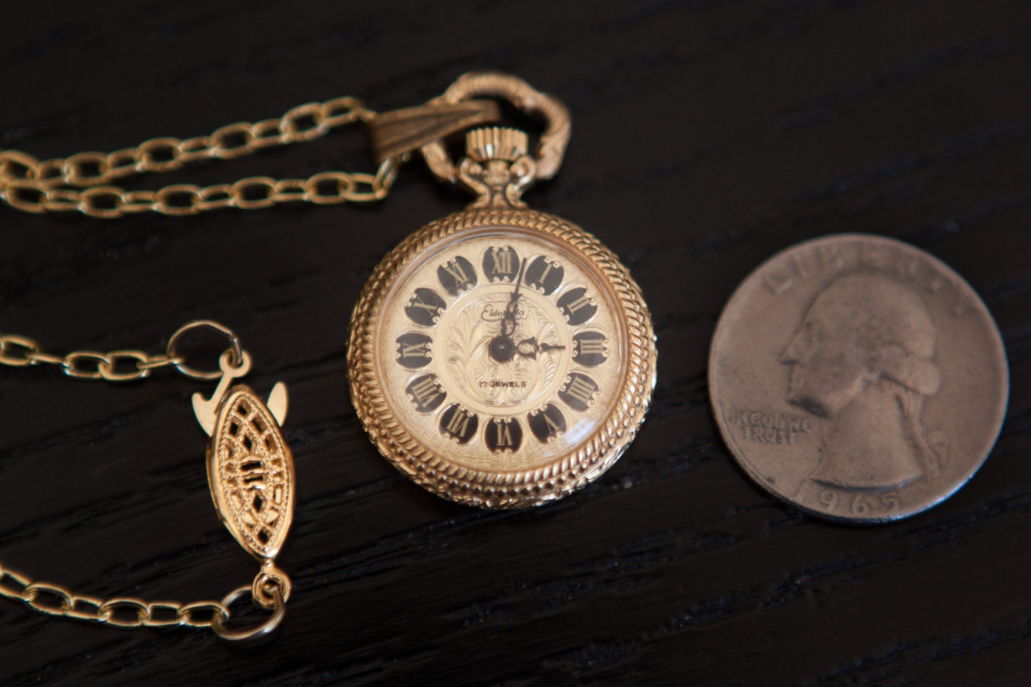Vintage Gold Eldorado Pocket Watch Pendant Necklace
