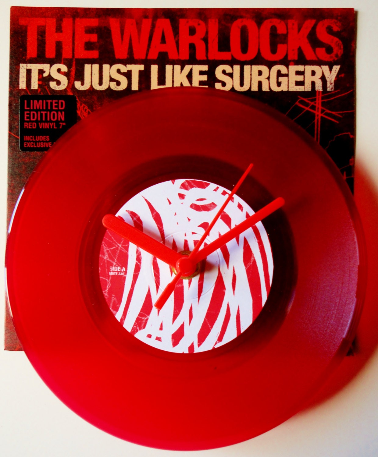 THE WARLOCKS - It's Just Like Surgery 2005 Limited Edition Coloured Vinyl (7" 45rpm) Record Clock. Original, Collectable Vinyl Record.