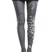 Handbedruckte Strumpfhose - 'Les Oiseaux' Grey&White