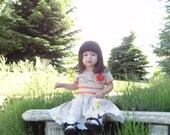orange toddler dress, white little girls dress,  peasant dress, full length toddler dress, formal baby girls dress dress