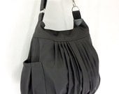 SALE - 10%off Handmade Canvas Bag/ Diaper bag/ Shoulder bag/ Hobo bag/ Tote/ Messenger/ Purse/ Everyday bag - Dark Gray - Rita