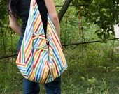 Rainbow Hobo Bag, Oversized Shopper Bag, Bright Colorful Weekend Handbag, Everyday Purse, Shoulder Stripes Bag, Travel Holdall