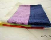 Handmade rainbow stripe knitted baby or lap blanket