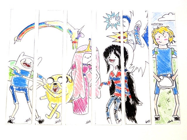 Adventure Time Bookmarks (Finn Jake Princess Bubblegum Marceline Ice King Lady Rainicorn) Cartoon Network Laminated
