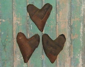 Extreme Primitive Heart Bowl Filler Tuck Ornament - made from antique brown Civil War era quilt