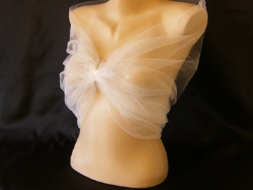 Sonja a Bridal Illusion Tulle Swarovski Crystal Rhinestone  Wrap Shawl Stole Cape