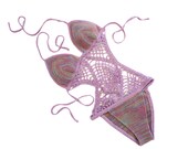 Size Small / 4-6 - Purple Haze Crochet Bikini / Monokini - Water Friendly Swimsuit