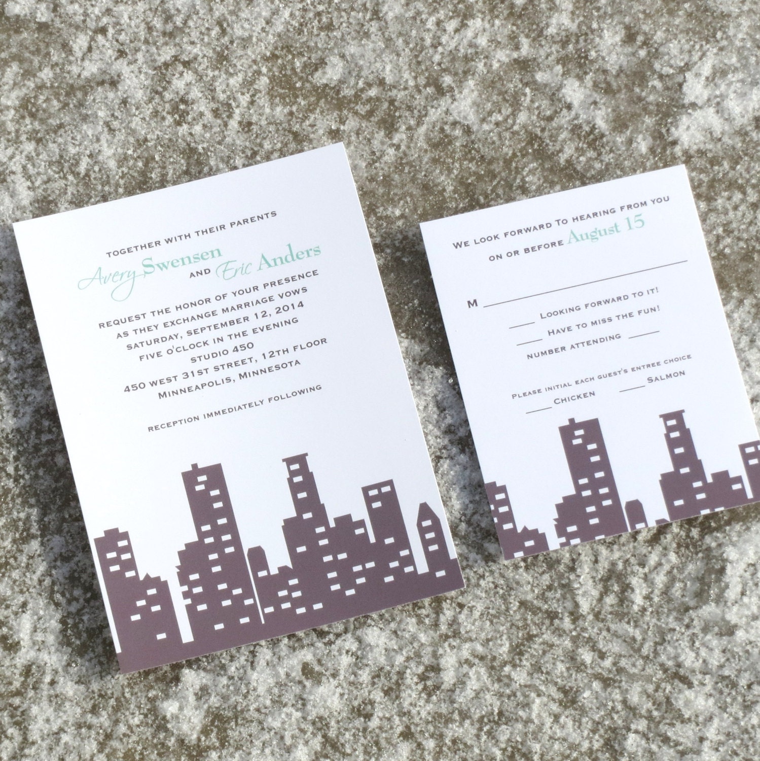 Skyline Wedding Invitation Minneapolis Skyline Deposit