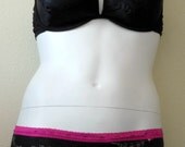 Hot Pink and Black Embroidered Low Rise Panties XL XXL