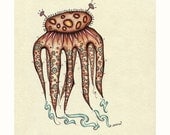 Pete the Prehistoric Octopus - 12 x 12 inch limited edition print - Sealife art