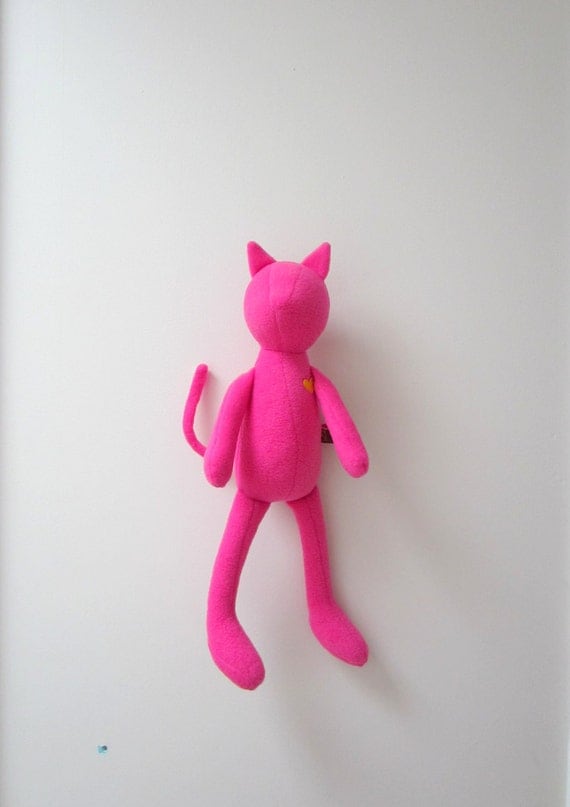 Cat doll Neon pink soft fleece heirloom baby girl kids toddler Eco Friendly bubynoa Best Friend