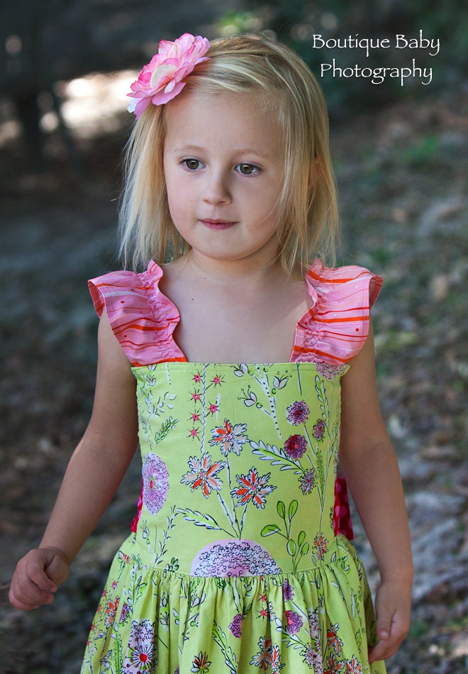 Party dress, Summer Garden, sizes 1t, 2t, 3t, 4t, 5, 6