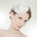 ECO-Bridal-Headpiece-1960's-Cocktail-Hat-Made-of-Recycled-Plastic-Bottles-Bags-Brides-Weddings-Off-White-Head-Piece-Fascinator