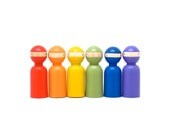 Litlte Wooden People // Original Peg Doll Ninjas with Intelligence // Wooden Toys Boys Gift Primary Colors // Fair Trade