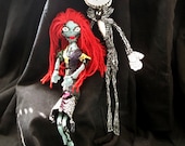 HANDMADE Jack Skellington and Sally Bendable Dolls. Poseable Plushies. 100% Hand-Sewn and Hand-Painted. The Nightmare Before Christmas