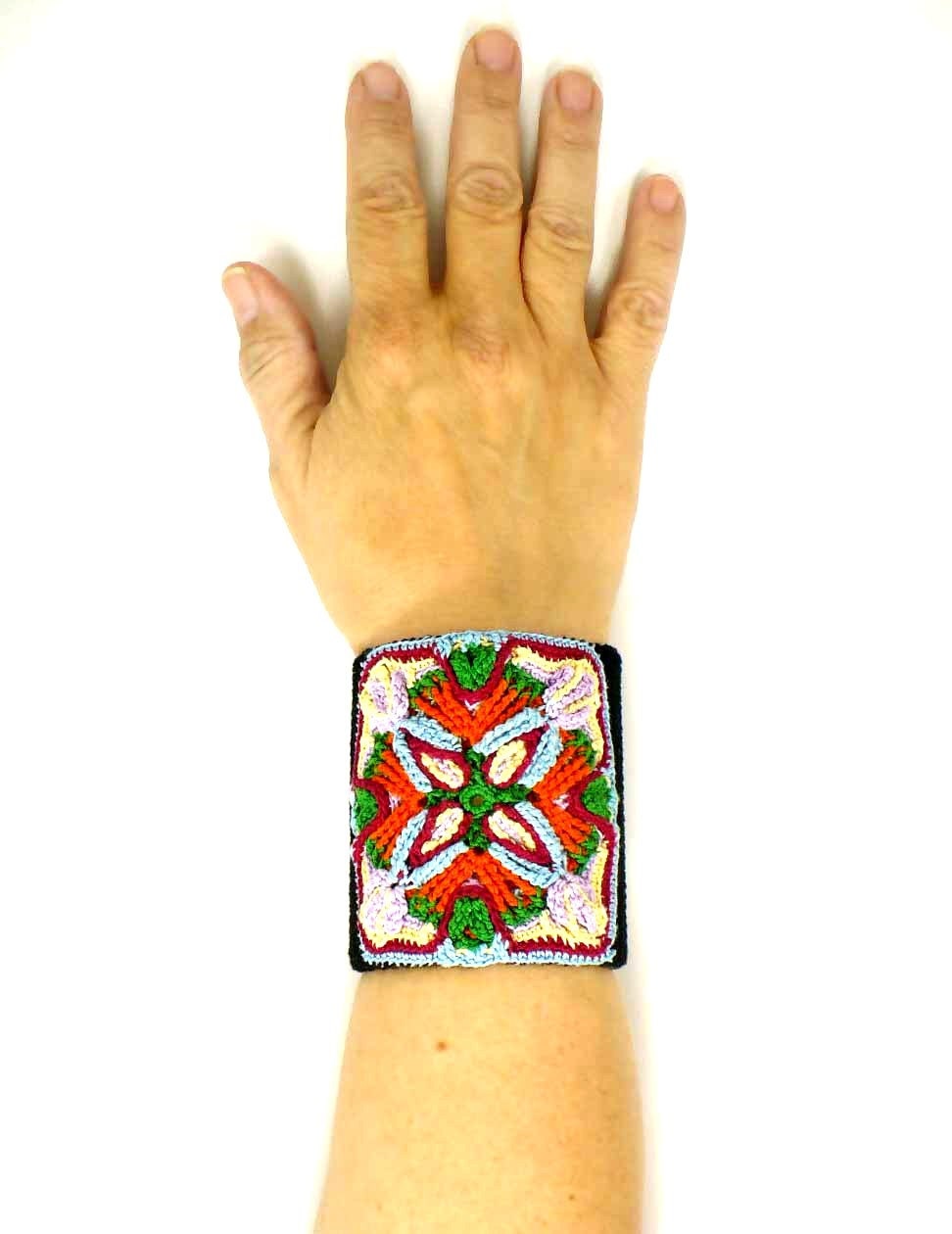 Crochet Cuff Bracelet Overlay Crochet Motif Fashion Accessory Bracelet
