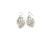 Simple Hand Knit Jewelry, Silver Earrings