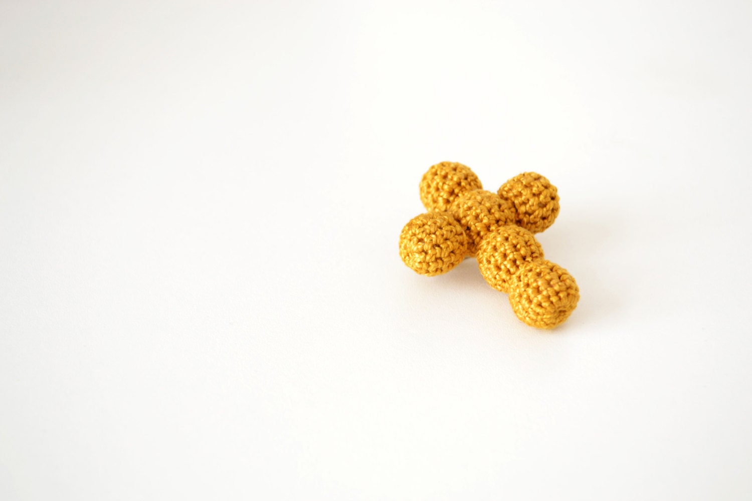 cross brooch, Easter Christianity symbol in mustard yellow color, spring time unique unisex brooch in golden color, handmade brooch, pin
