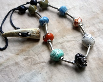 Shoreline--a Necklace/Collier/Choker with Ceramic Art Beads