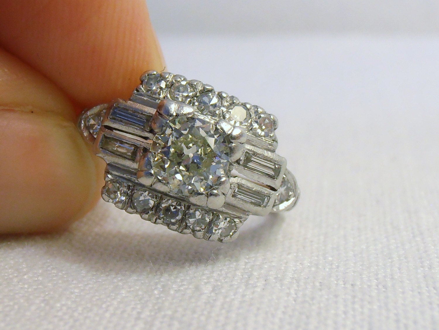 Reduced, Sale, Vintage 1.22ct Diamond and Platinum Engagement Ring