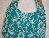 Girl Teal Bib- Cherish Scroll BIb- Blue Bib- Baby Shower Gift