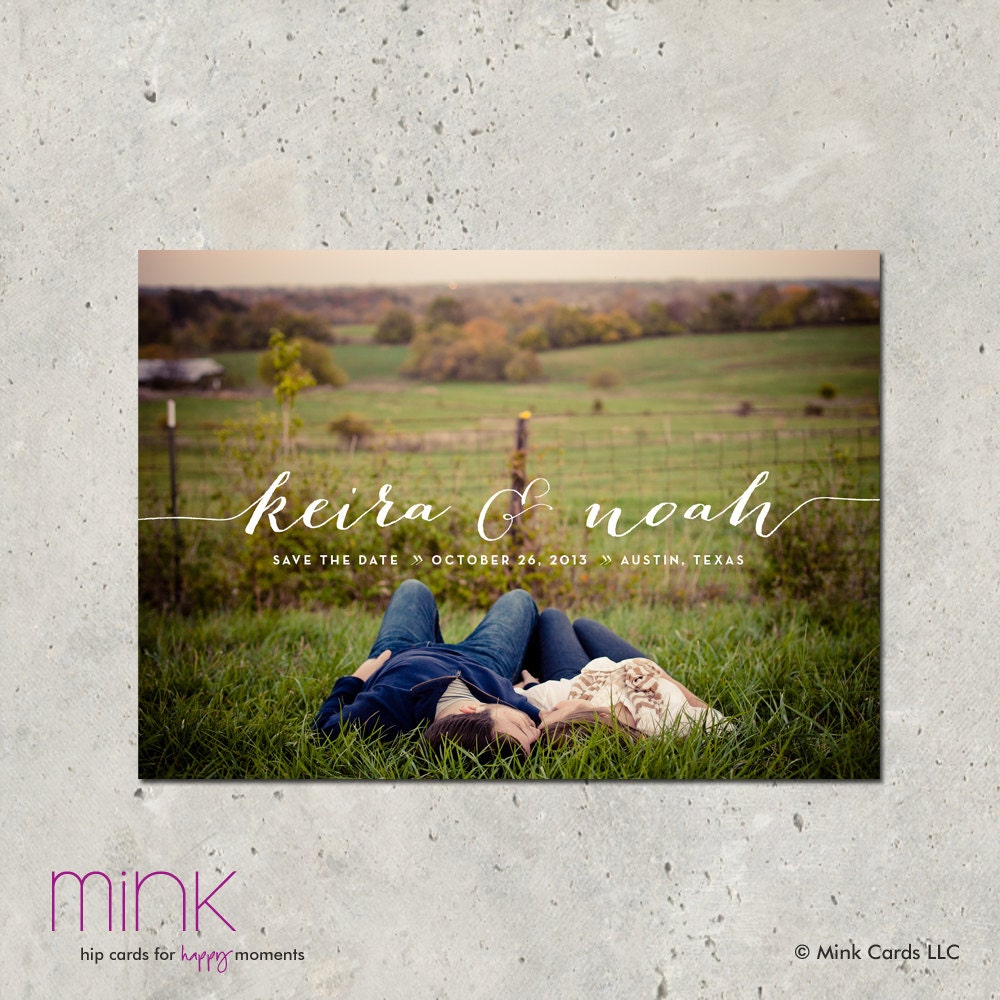 save the date photo card handwritten - "Landscape"