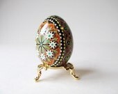 Pysanka, batik egg on chicken egg shell, Ukrainian Easter egg, hand painted egg ornament