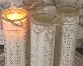 1 Antique Sheet Music Candle - One, handsome 8 inch tall designer candle, prayer style, long burning, gorgeous glow, unscented