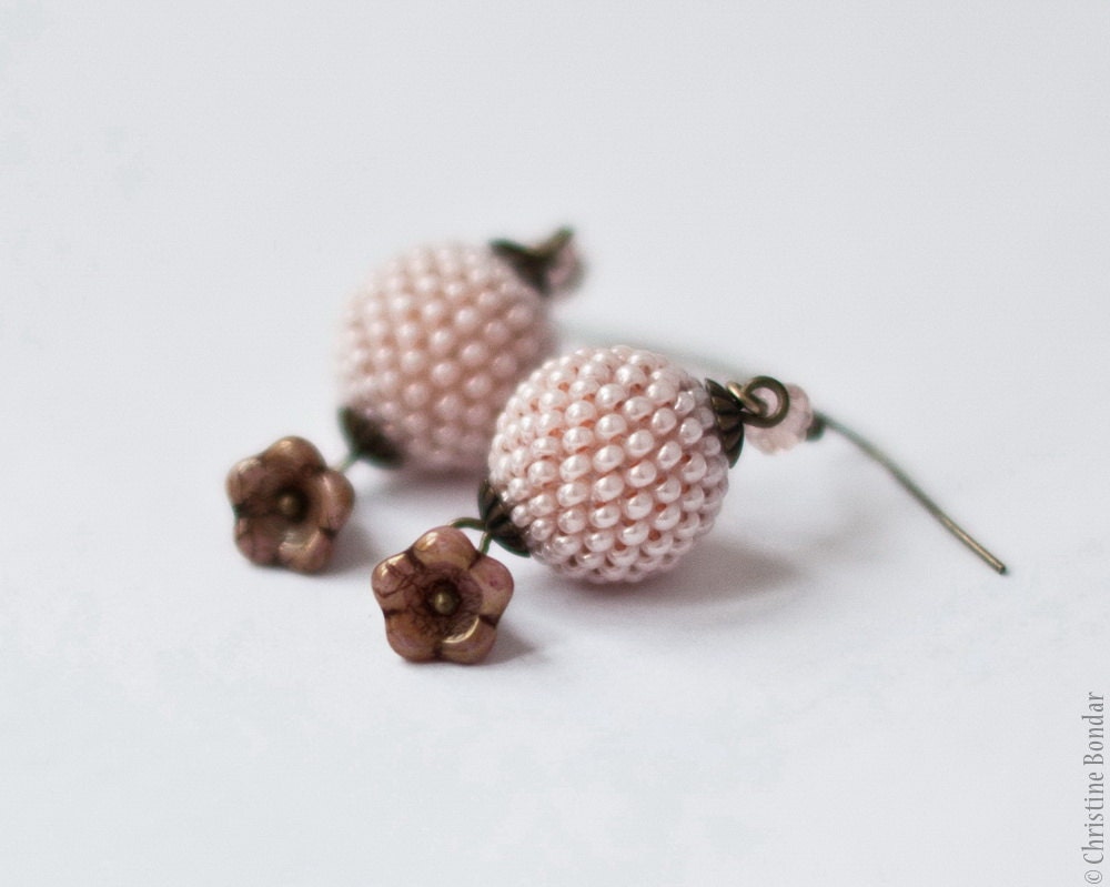 Romantic Pale Pink Earrings - Valentines Gift For Her, Pastel Jewelry, Spring Wedding