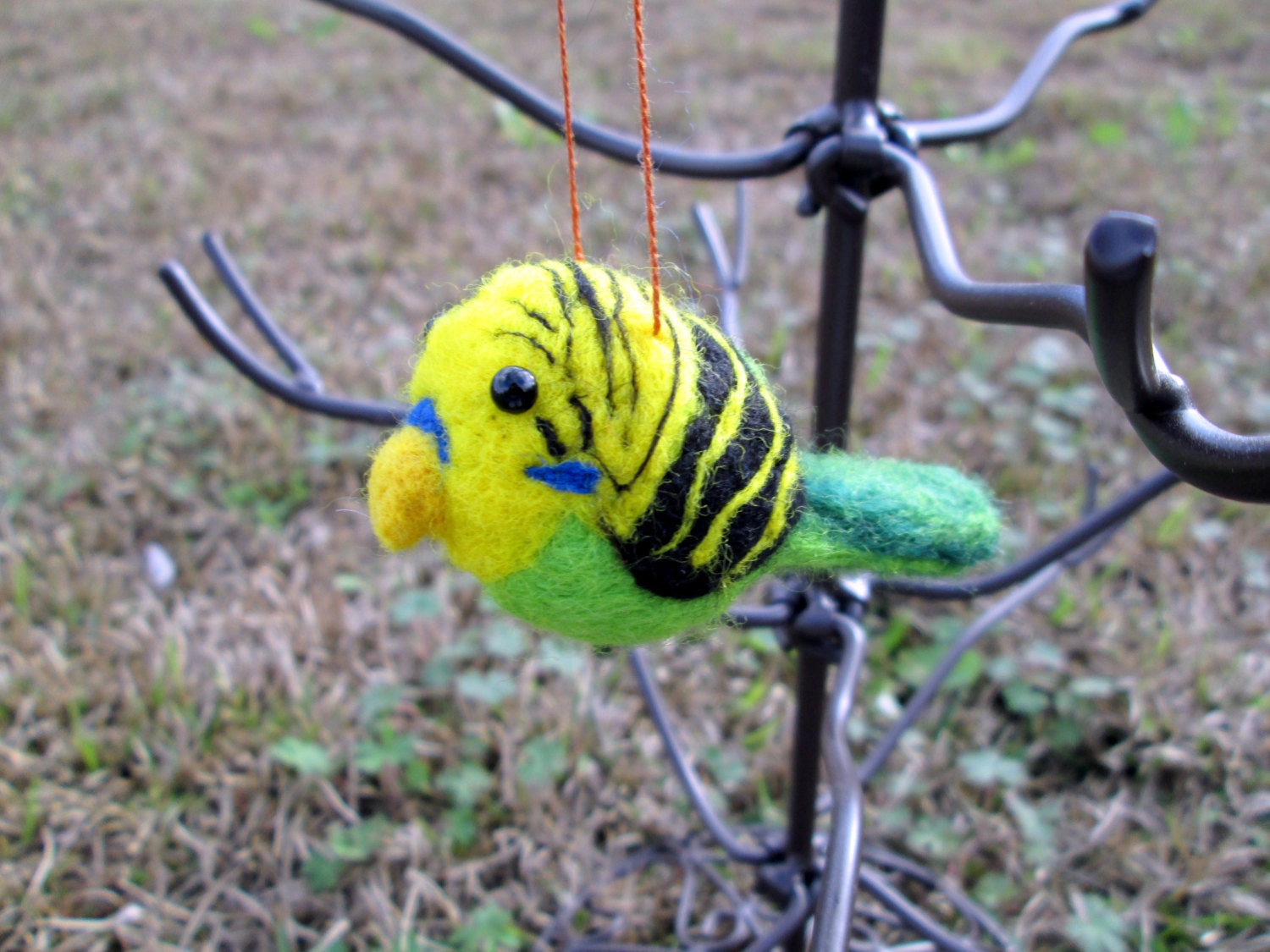 Felted Parakeet Ornament - Needle Felted Animal - Christmas Bird Ornament Made to order