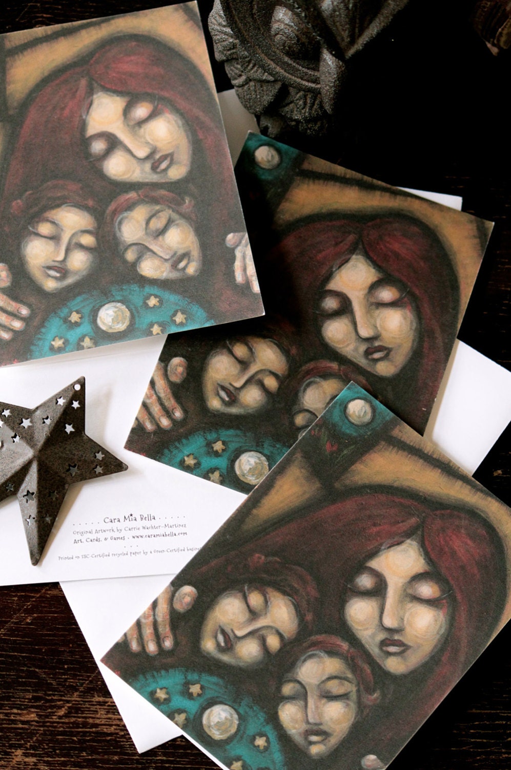 Mother Moon Birthday Card Greeting Blank Notecard 5 x 7 Painting Siblings Aunt Grandmother Family Portrait We'Moon Sacred Woman