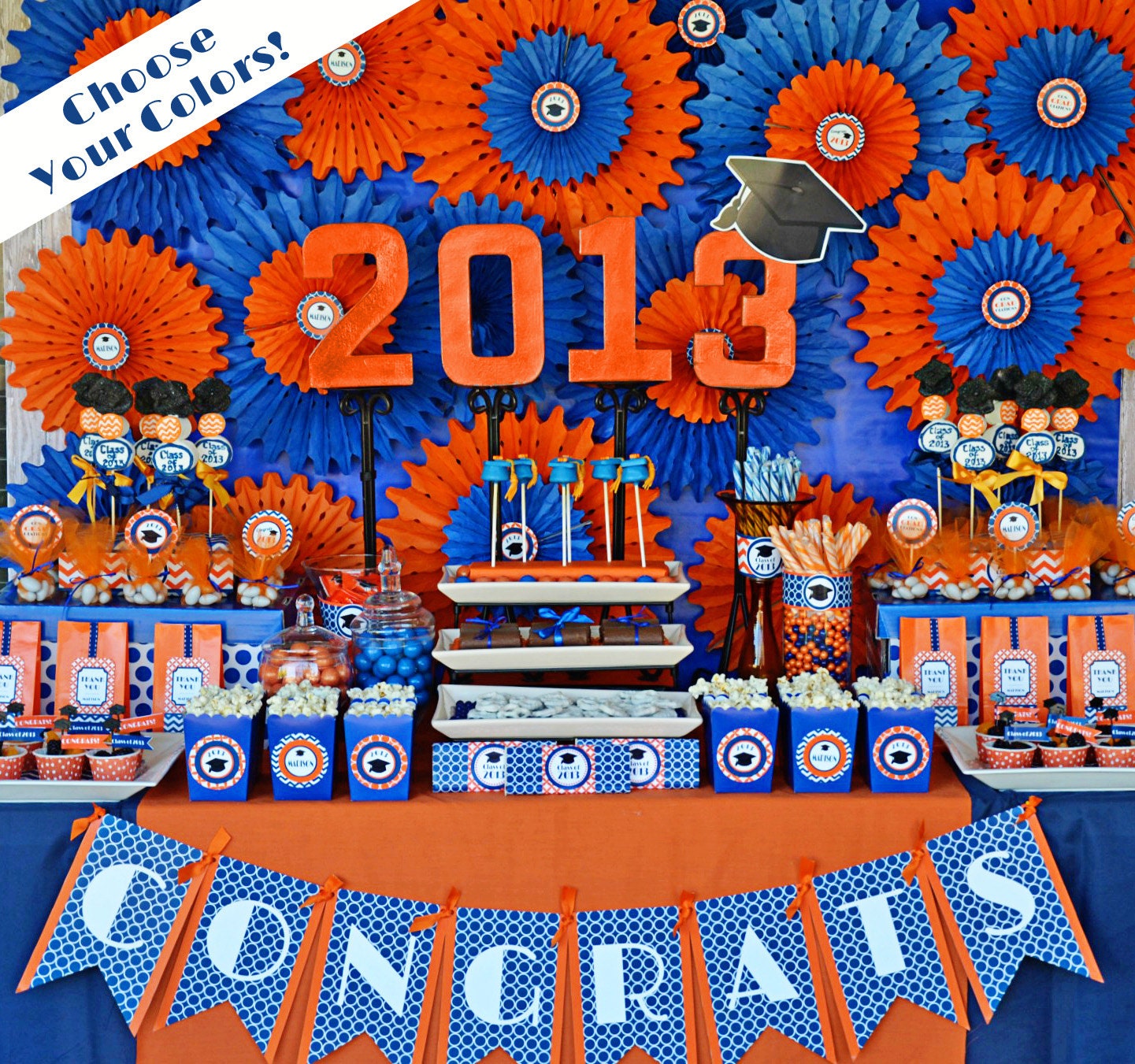 Graduation Party Printable - Choose your own SCHOOL Colors - Huge Party Set by Amanda's Parties TO GO