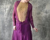 1920s Sheer Plum  Flapper Dress
