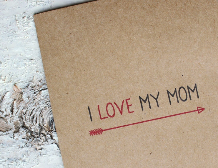I Love My Mom Card - Arrow Recycled Greeting Card and Envelope