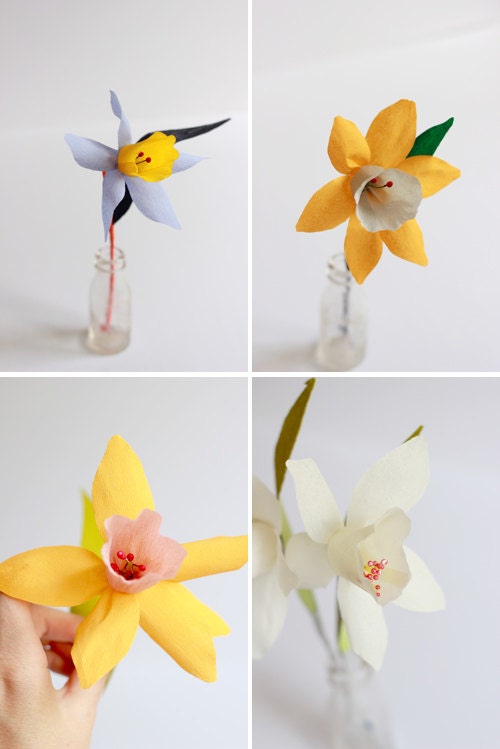 Paper daffodils bouquets (set of 3)