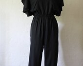 Vintage Black Jumpsuit with Angel Wing Sleeves by Eben San Francisco - Size 6