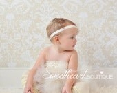 Ivory Baby Tutu and Headband SET - Sweetheart Cupcake Style Newborn Tutu Set, Baby Tutu Set, Matching Ballerina Flower Headband