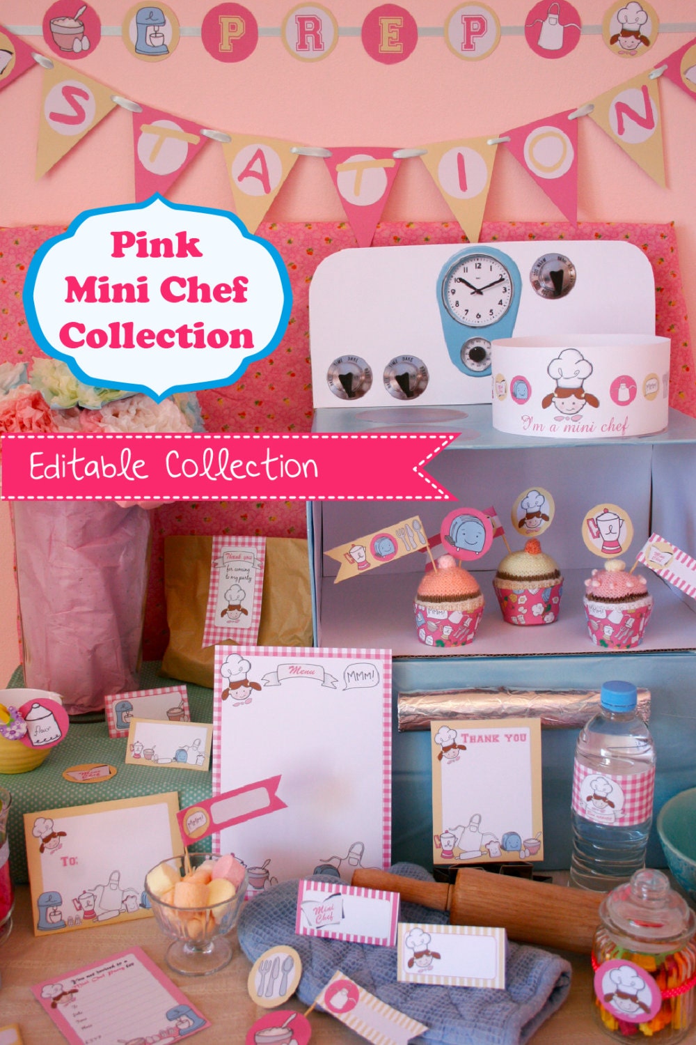 Pink Mini Chef Party DIY Printable Kit - INSTANT DOWNLOAD Il_170x135