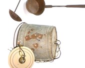 Vintage Swag Lamp Rustic Galvanized Metal Bucket Shade