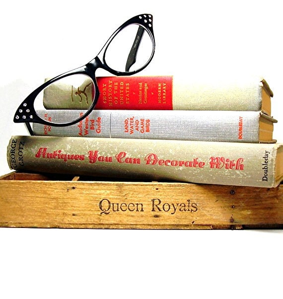 Vintage Rare Books Red Grey 3 First Editions Interior Design